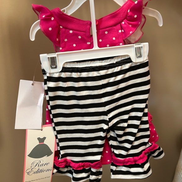 Rare Editions Baby Girl 2 Piece Outfit NWT 3-6M Pink Polka Dot Floral Set - Picture 2 of 2